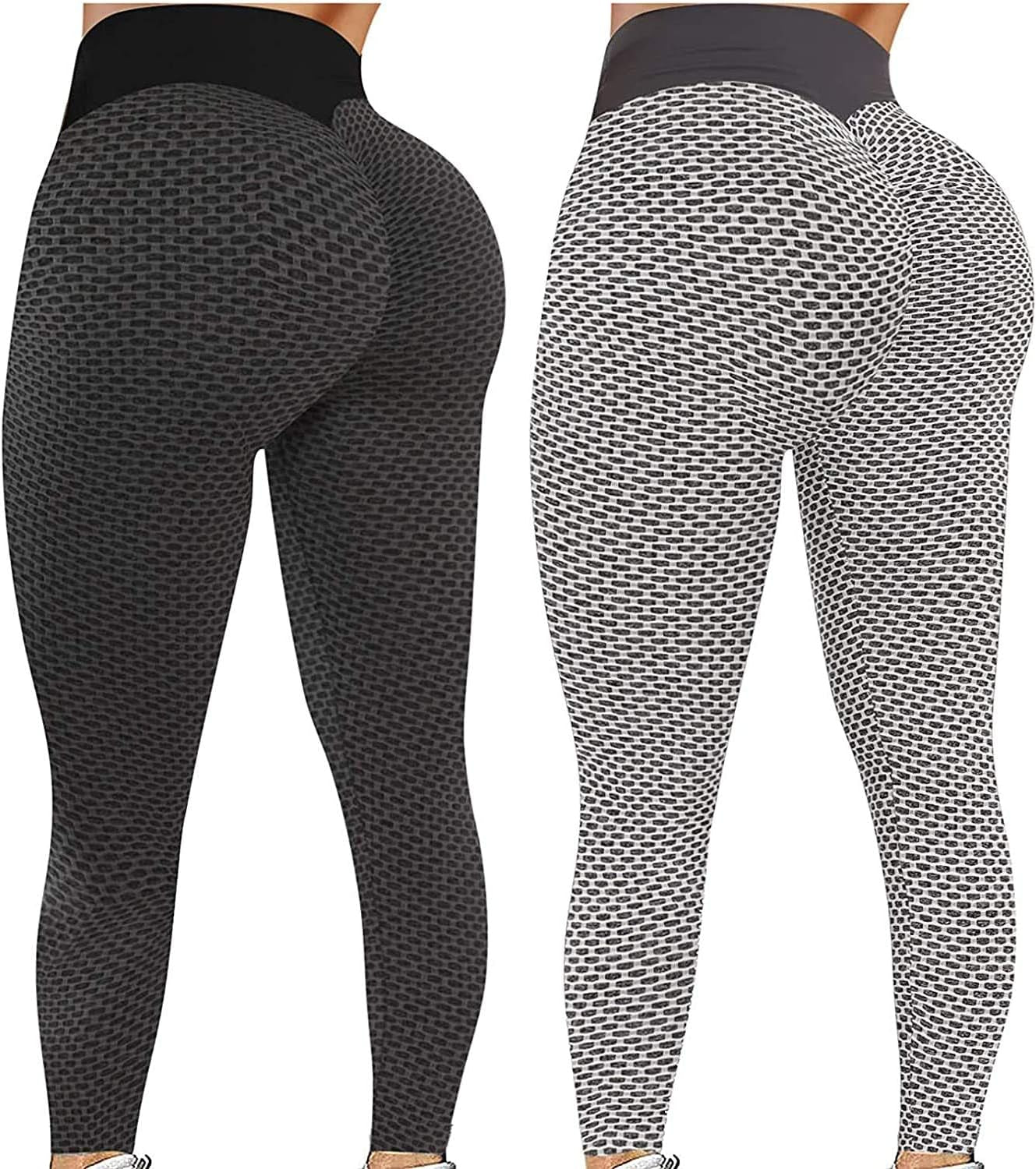 2 Pack TIK Tok Leggings Butt Lift Leggings for Women Yoga Pant High Waisted Workout Sport Textured Booty Tights